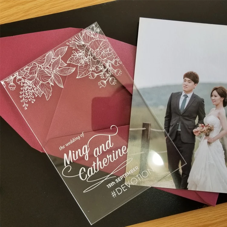 Прозрачные Акриловые белые свадебные приглашения на заказ 10 шт.|Открытки и