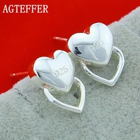 agteffer new 925 sterling silver heart to heart stud earrings ladies fashion wedding party jewelry gifts