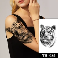 black sketch tiger waterproof temporary tattoo sticker realistic design fake tattoos flash tatoo arm body art for women men