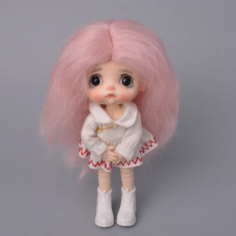 

MUZIWIG 1/8 BJD Doll Wig Long Straight Hair Pink Mohair Wig Doll Accessories For Cute Baby Doll 1/8 BJD/SD Dolls Gift For Girl