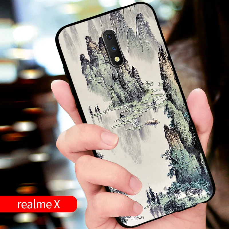 Чехол realmeX с тиснением в винтажном Восточно-Азиатском китайском и японском стиле