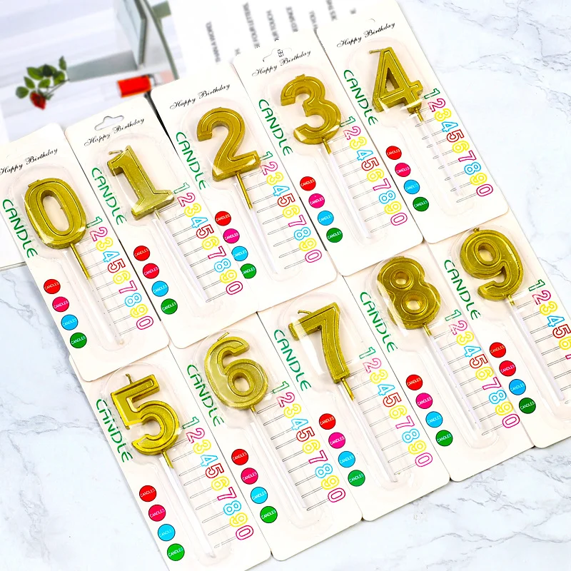 

0-9 Golden Glitter Candles Children Adult Birthday Cake Candles Suitable For Birthday Party Supplies Wedding Cake Decoration