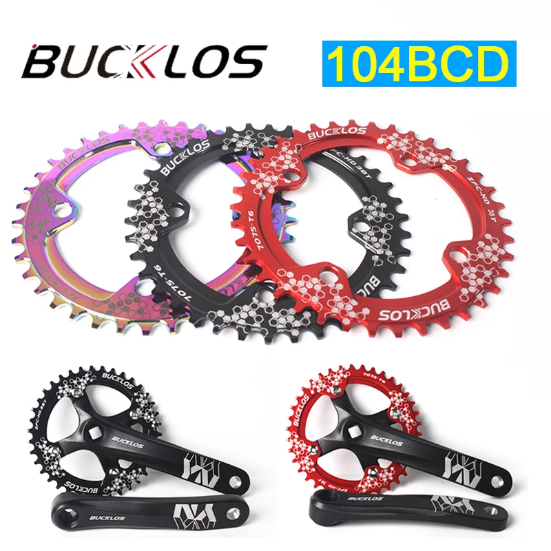 

BUCKLOS 104BCD Bicycle Crankset MTB Square Hole 170MM crank 32T 34T 36T 38T 40T 42T chainring Narrow Wide bike parts