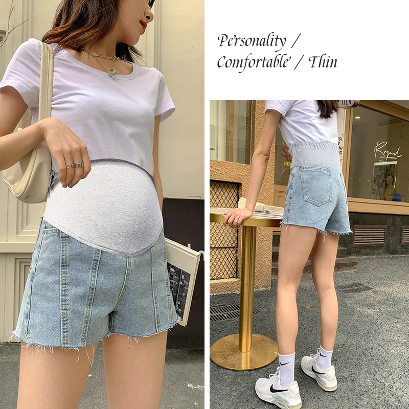 

8328# Summer Cool Denim Maternity Shorts Elastic Waist Belly Hot Shorts Clothes for Pregnant Women Casual Thin Pregnancy