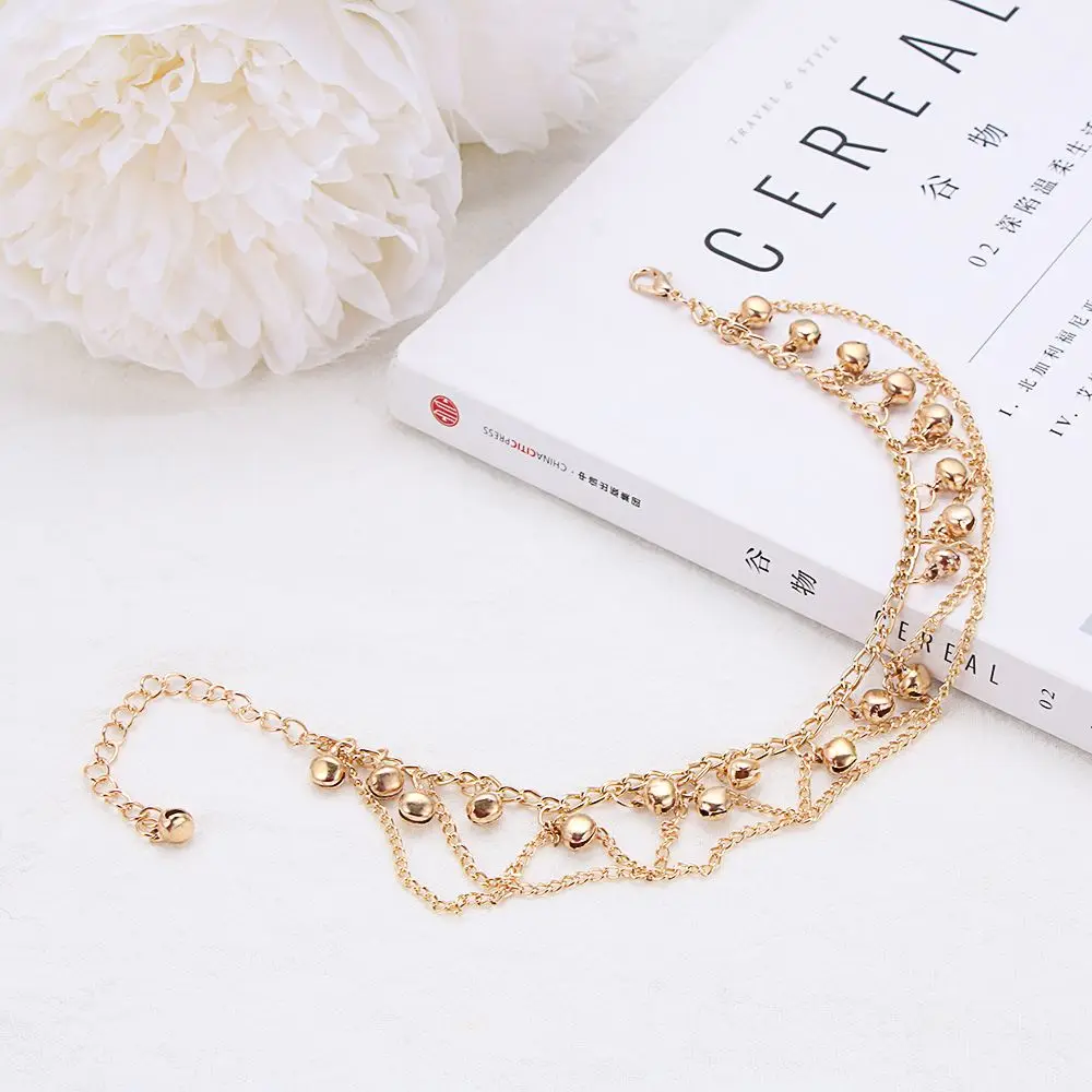 Новые модные женские ножные браслеты с колокольчиками богемные золотые кисточки