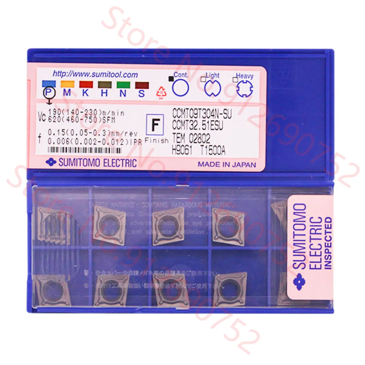 SUMITOMO CCMT060202N-SU/CCMT060204N-SU/CCMT09T302N-SU/CCMT09T304N-SU T1500A CARBIDE INSERT 10PCS/BOX | Инструменты