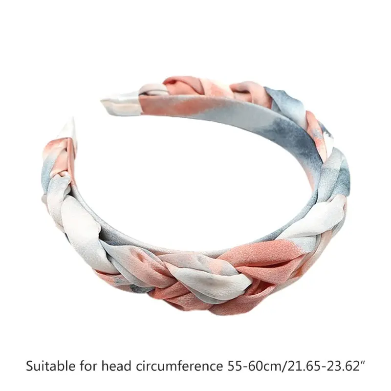 

Bohemian Women Hair Hoop Contrast Colored Tie-Dye Headband Braided Party Bandana XX9D