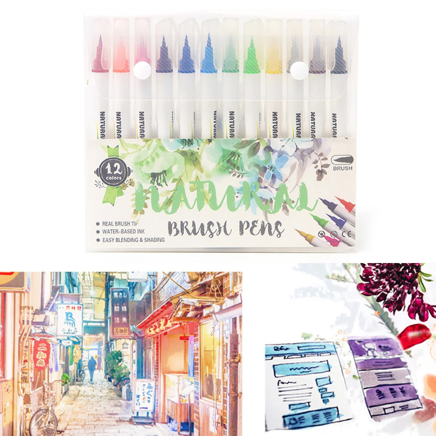 Детская Акварельная ручка с кисточкой 12 цветов искусственная каллиграфия Ручная