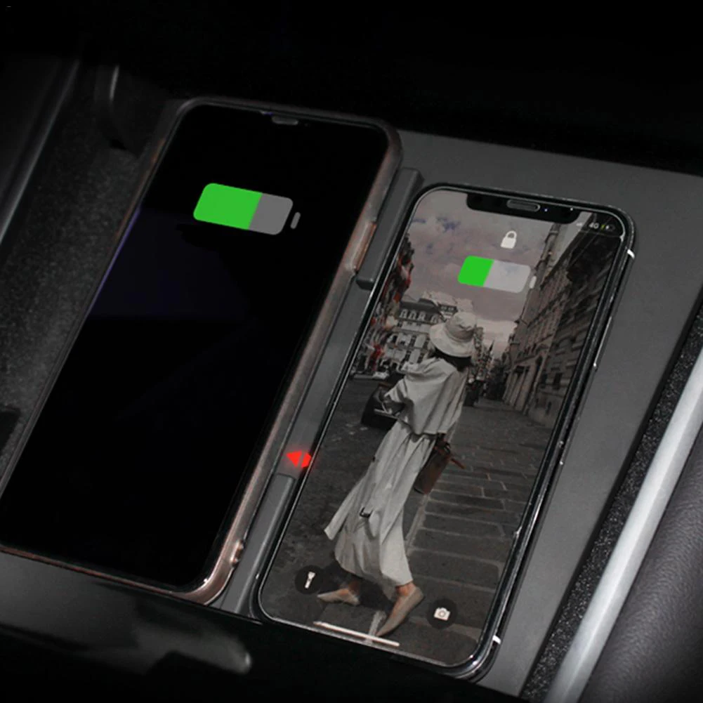 Автомобильное беспроводное зарядное устройство Qi с двумя USB-портами для