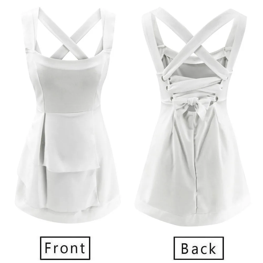 Летнее Повседневное платье без рукавов с квадратным воротником Мини вырезами