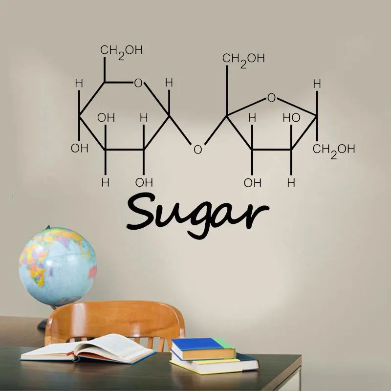 Наклейка на стену с молекулой сахара виниловая домашний декор художественный