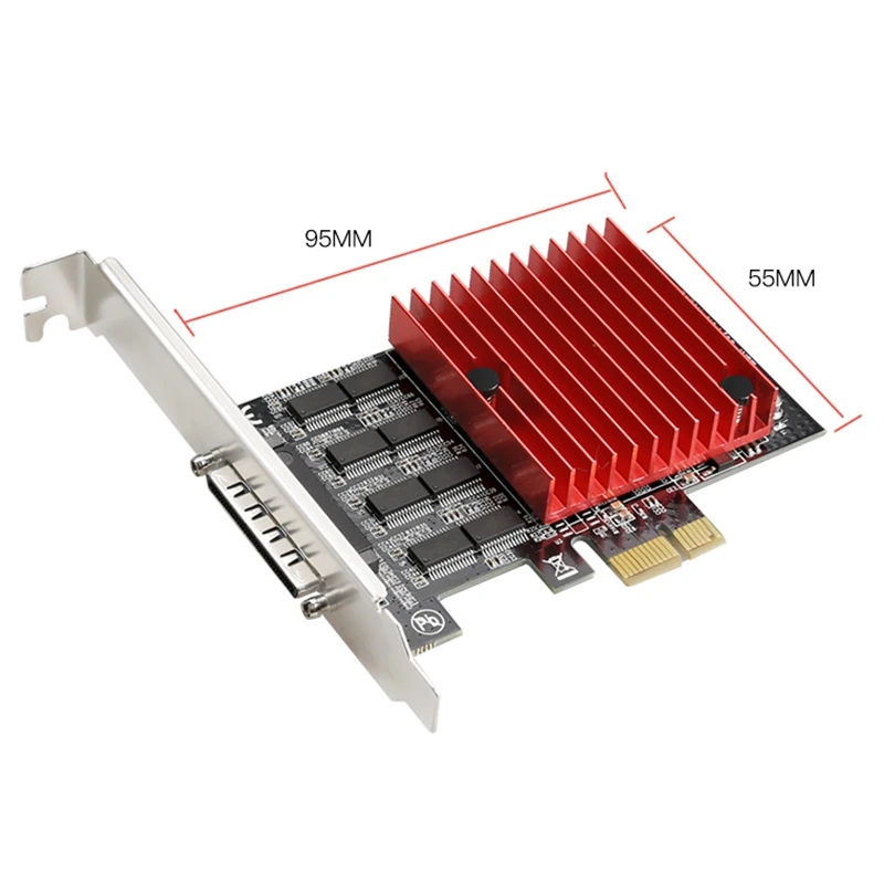 8 Port Riser Card PCI-E Express PCIE to COM DB9 RS232 Serial Controller Adapter with Heatsink Cable |