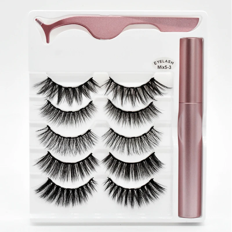 3D 5 пар магнитных ресниц и подводка для глаз набор натуральных/толстых длинных
