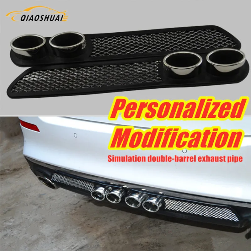 

1Pair Universal Car Auto Styling Fake Decorative Vent Grid Exhaust Muffler Pipeshark gill pull wind simulation vent