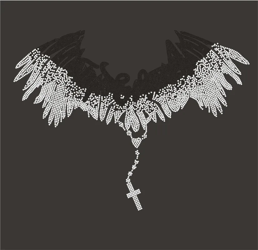 

Rhinestone Iron On Transfers Garment Hotfix Rhinestones Wing T Shirt Sticker Crystal Strass Patches For Clothing Diamond Crafts