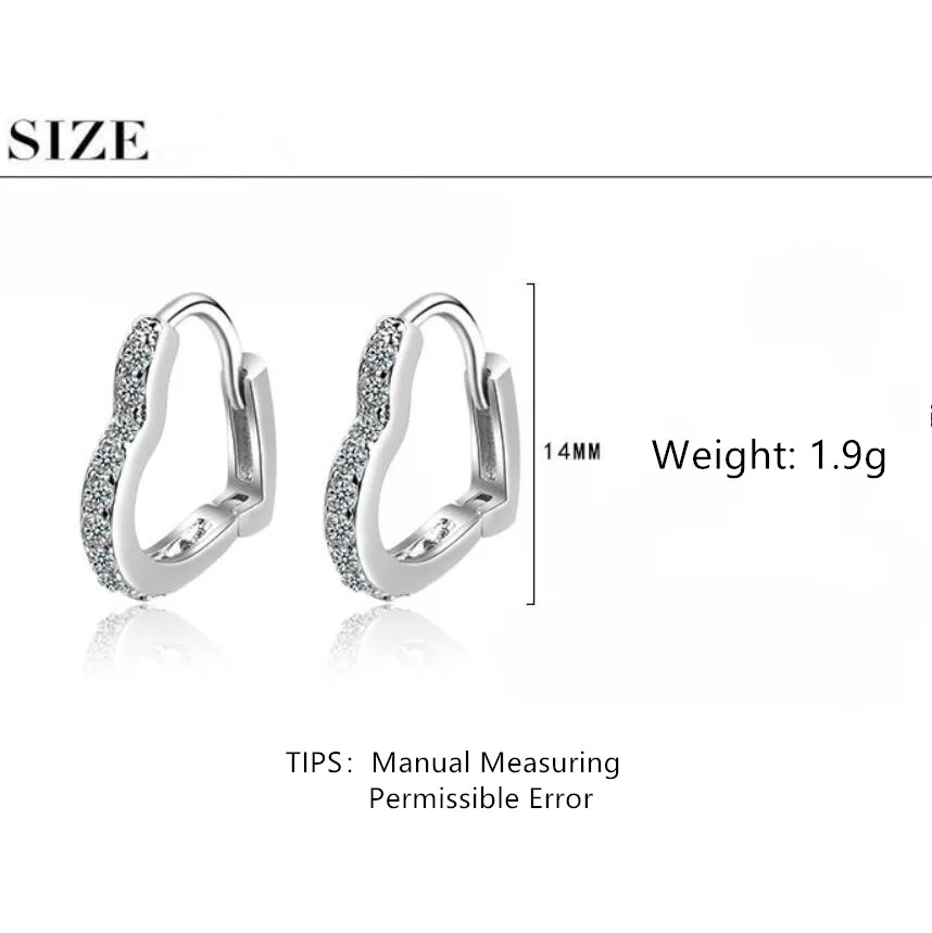 

Exquisite Sweet Heart Ear Hook Hoop Earrings For Women Girls Trend Creative 925 Sterling Silver Party Gifts Jewelry SAE475
