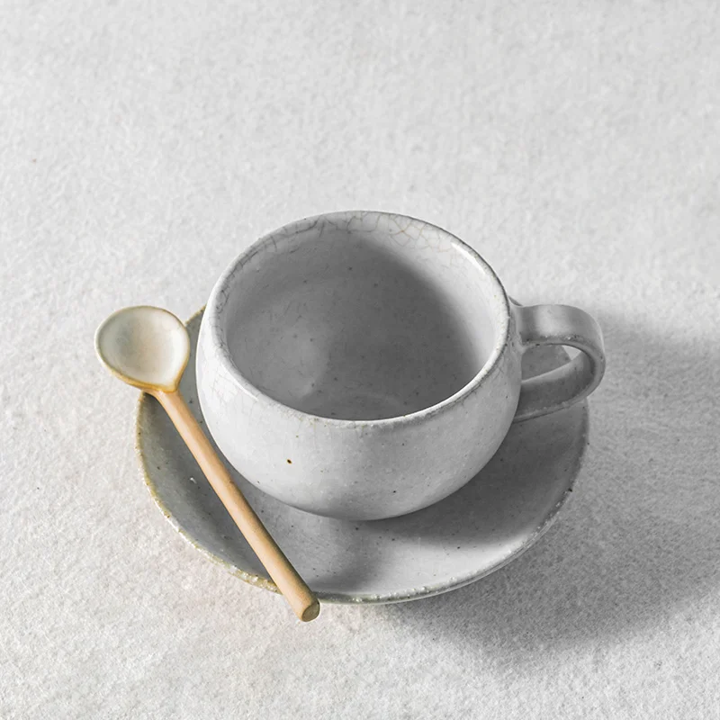 

Stoneware Personality Cup Creativity Art Minimalist Crockery Cup and Saucer Set Japanese Reusable Tazas Cafe Drinkware DK50CT