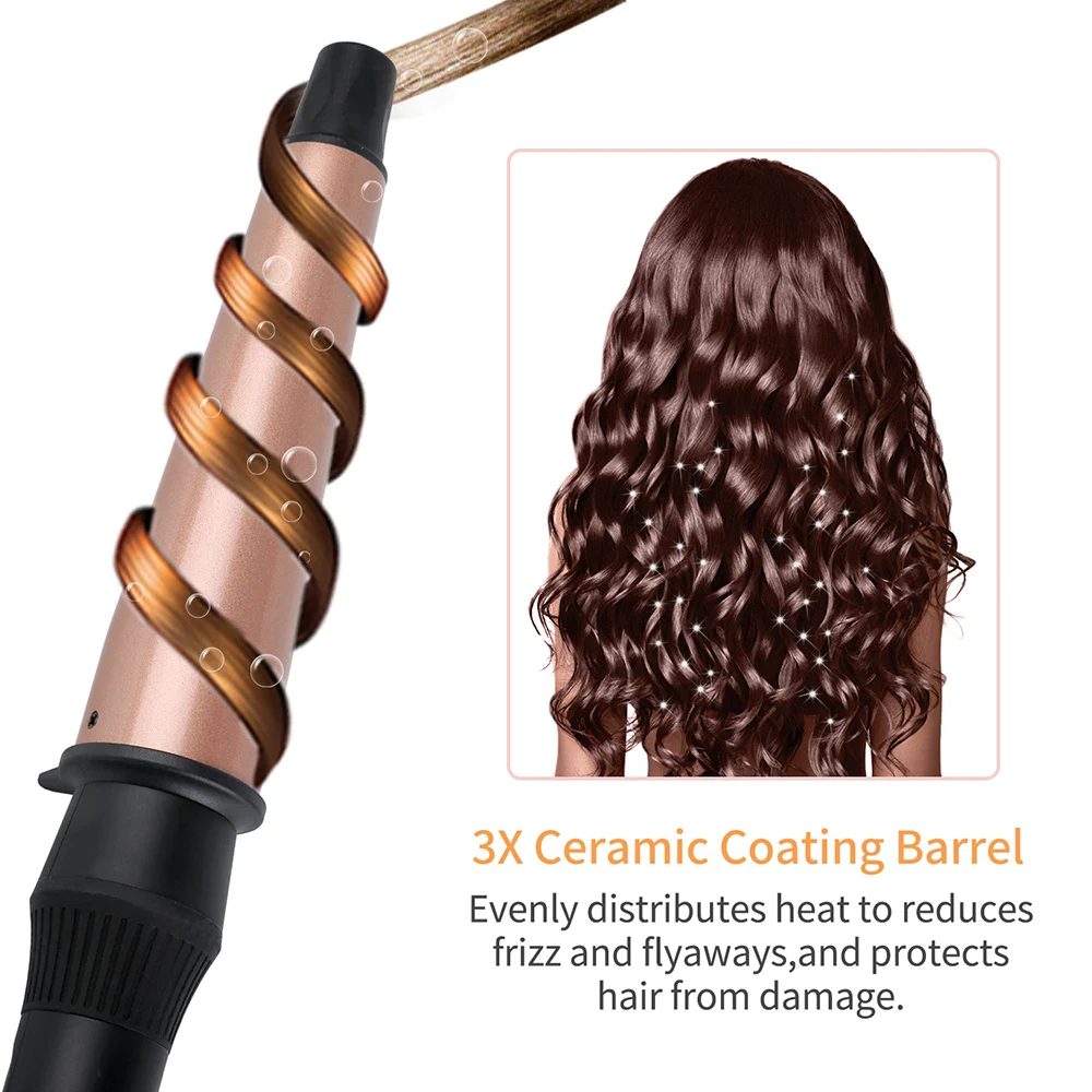 

1-1.5 Inch Professional Curling Iron Hair Curling Wand Tourmaline ceramic Electric Hair Curler Roller Cone Conical Curling Wand
