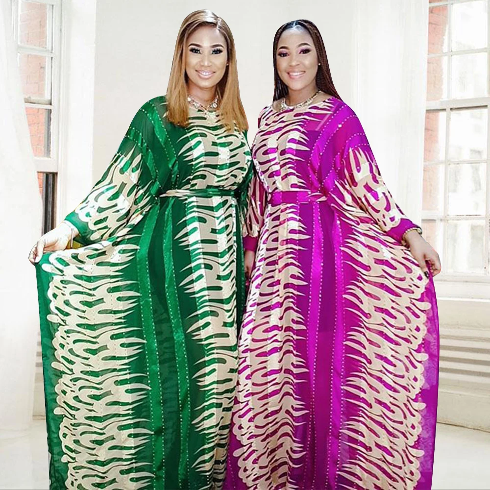 

African Dresses for Women Bazin Riche Fashion Print Abaya Muslim Dress Dashiki Boubou Robe Africaine Femme Vestidos