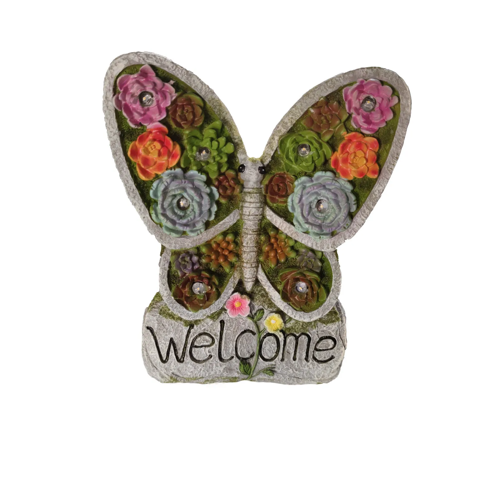 

Garden Statue Accessories With Solar Powered Lights Outdoor Garden Simulation Fleshy Butterfly Garden Figurines Lawn Ornaments
