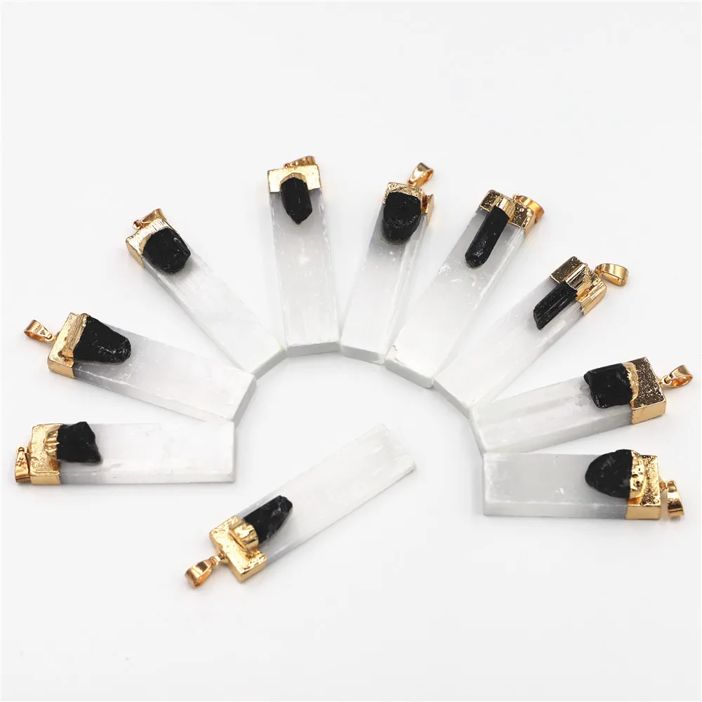 Натуральный селенитный пластырь подвески из черного турмалина ювелирные