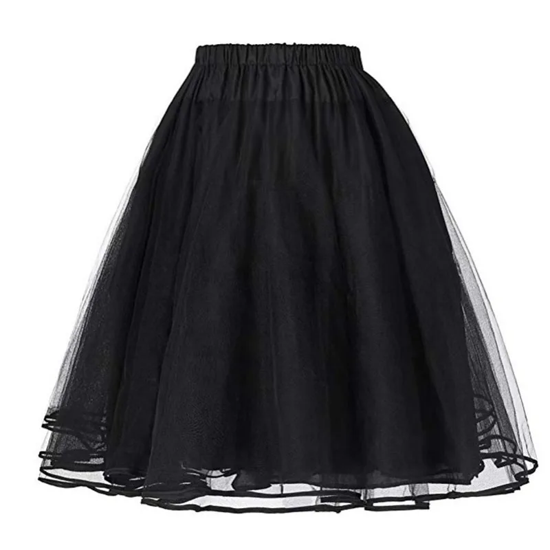 as picture summer elegant lady multi-layer mesh skirt multi-color slim soft casual knee-length tulle skirt petticoat banquet party costume - Color: as picture