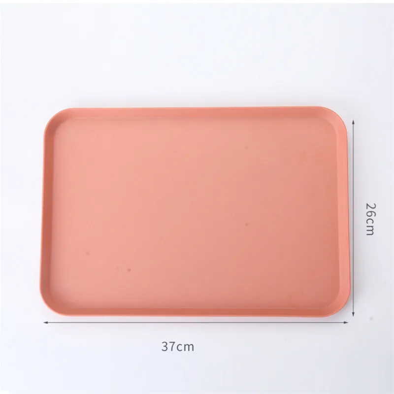 Medium Pink 1 pcs Rectangle Fruit Bamboo Fiber Plates Storage Tray Family Dessert Dish Snack Dish Party Home Maintenance Tray Plate petisco - Цвет: Medium Pink