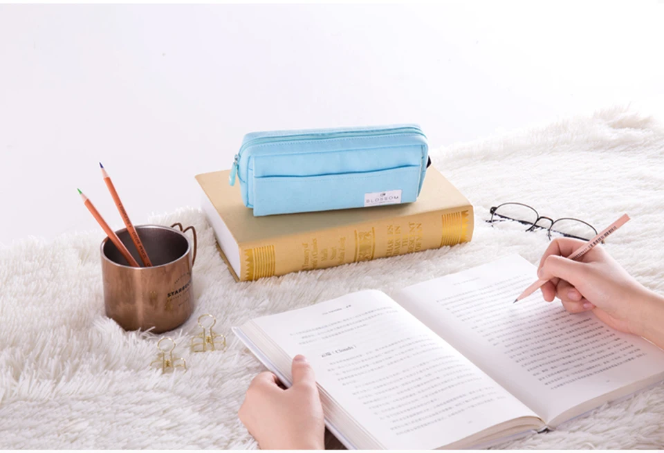 

Large Multi Pocket Fabric Zipper Pencil Case for School Kid Office Organize Supply Pen Bag Box Pouch Stationery Gifts