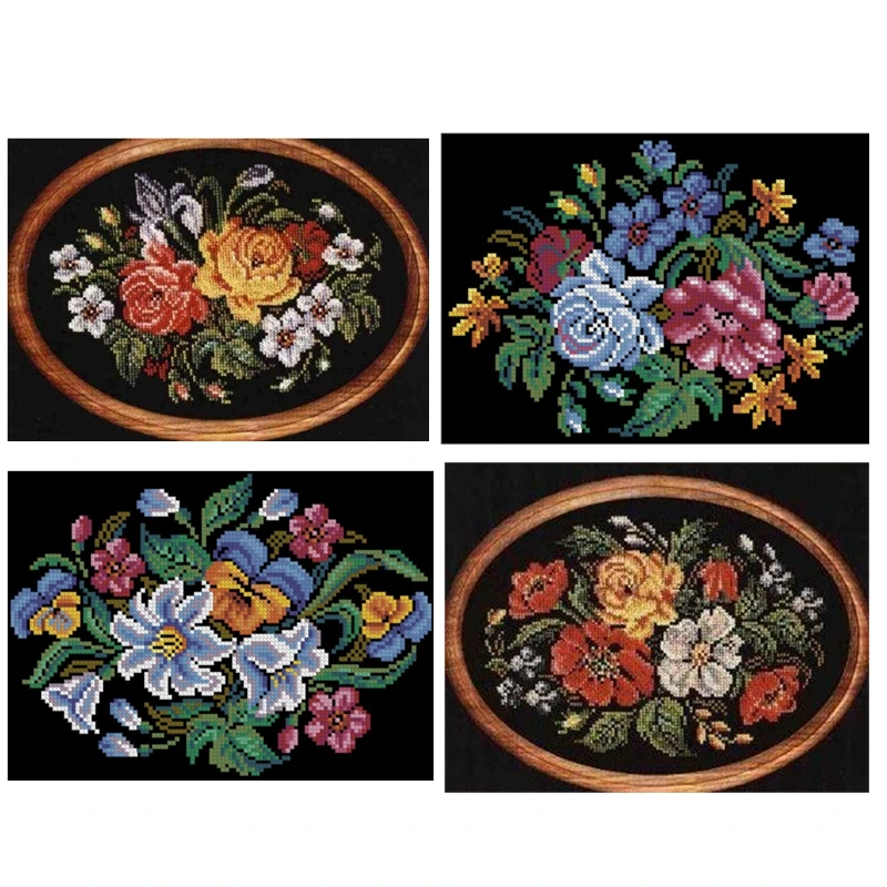 

Красивый эллиптический букет розы, подарок ручной работы, Набор для вышивки крестиком 11CT14CT18CT, Набор для вышивки ручной работы «сделай сам»