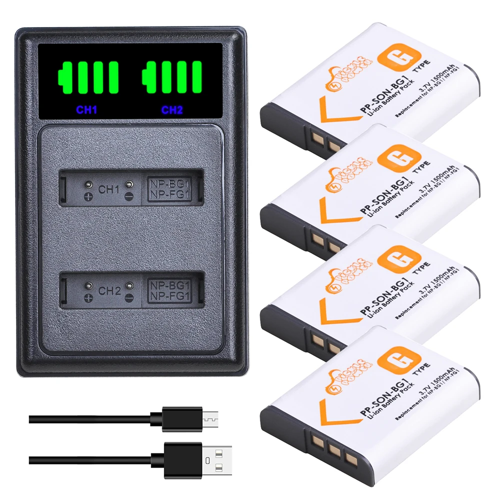 1500 мА · ч NP-BG1 NP-FG1 аккумулятор + двойное зарядное устройство USB со светодиодной