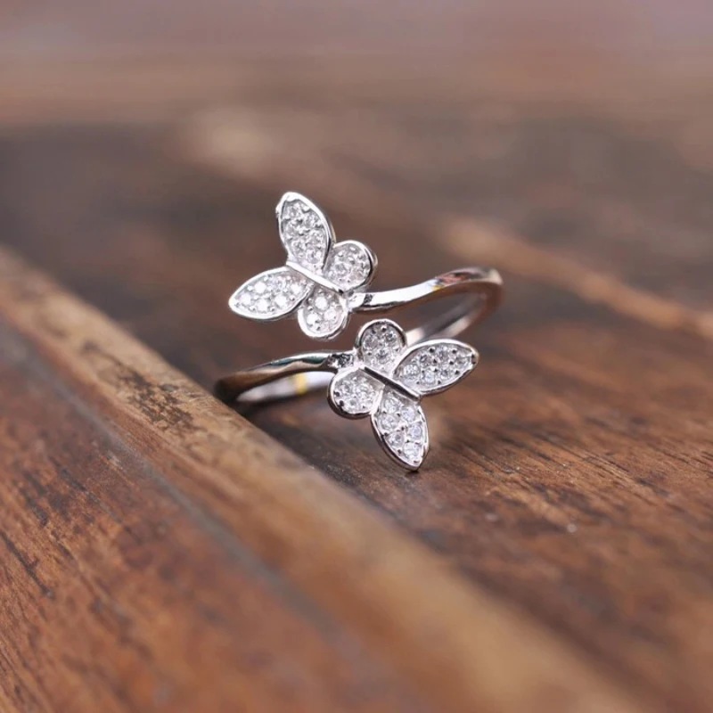 

New Adjustable butterfly Wings ring for women love Jewelry Girls Trendy Wedding Bands Fashion Party Finger Rings