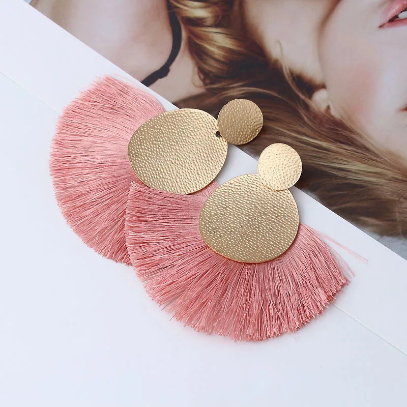 BTWGL модная обувь в богемном стиле с бахромой сплава серьги виде веера белые