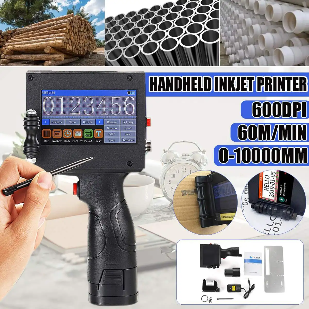 

Touch Intelligent Inkjet Portable Hand Jet Handheld Printer For Logo/ Expiry Date/Batch Code/Serial Number/Label/Barcode/QR Code