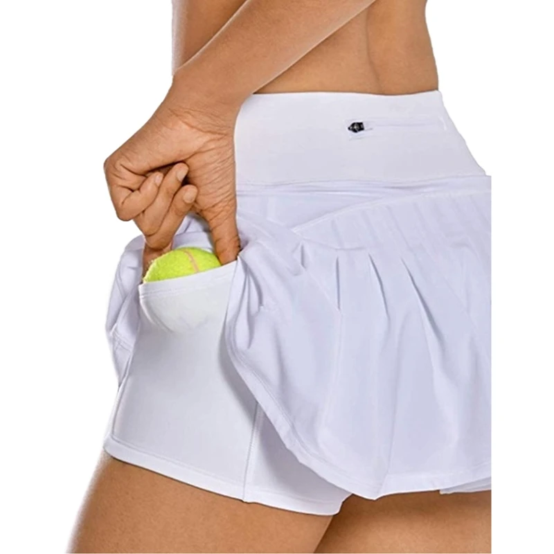 

2021 Women Sports Tennis Skirts Golf Fitness Shorts High Waist Athletic Running Short Pleated Sport Skort Pocket Mini Skirt