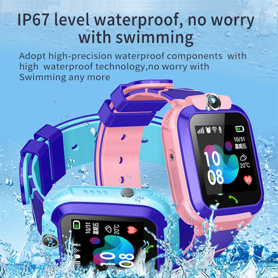 Kid Smart Watch Waterproof LBS Location Children Positioning SOS Camera Touch Screen Voice Chat Sim Call For Baby | Электроника