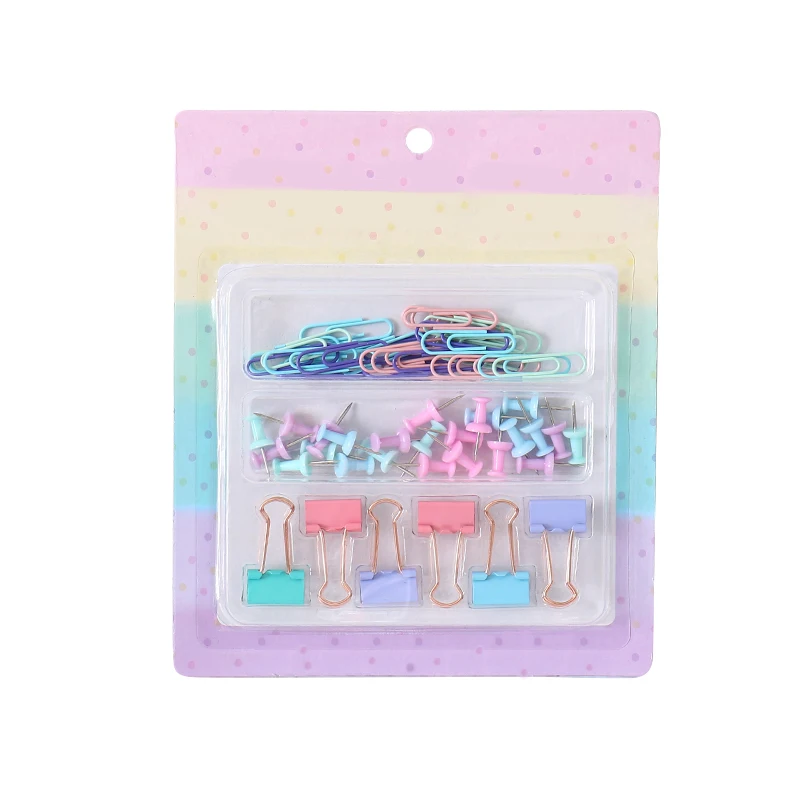 

TUTU coloful Binder clip push pins paper clip stationery combination set pushpin clip Escolar Stationary Set H0513