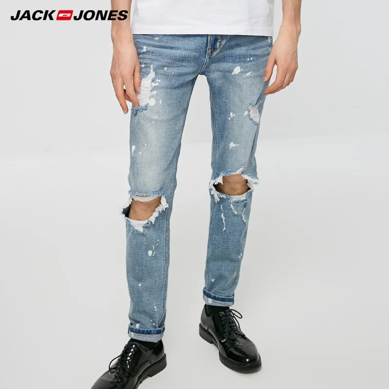 Мужские рваные джинсы с краской Jack Jones уличная одежда | 219132600 Мужская