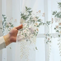 american luxury vine embroidery tulle curtain french beautiful plant sheer voile for living room bedroom bay window custom 4