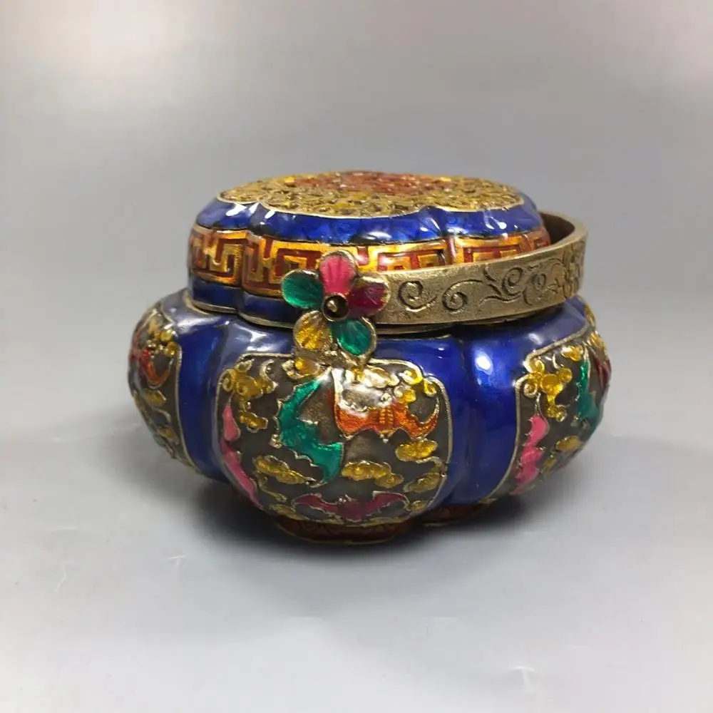 Тибетская непальская старинная эмалированная курильница с бусинами|Статуэтки и