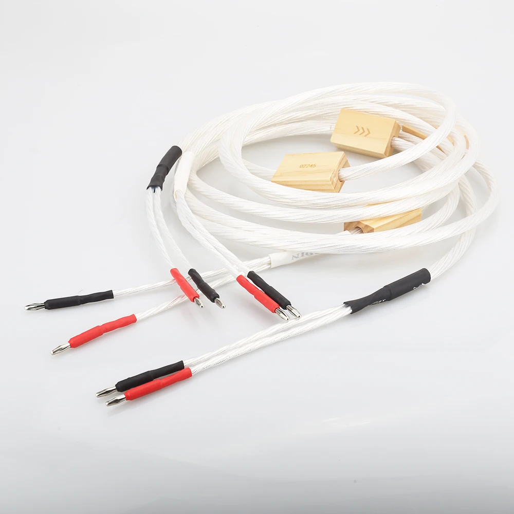 1 пара Hifi аудио посеребренный динамик соединительный кабель с разъемом типа