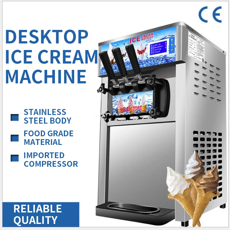 Online ZM-168 Drei Aromen Desktop Eis Maschine Kommerziellen Softeis Maschine Kleine Drei-farbe Eis Maschine