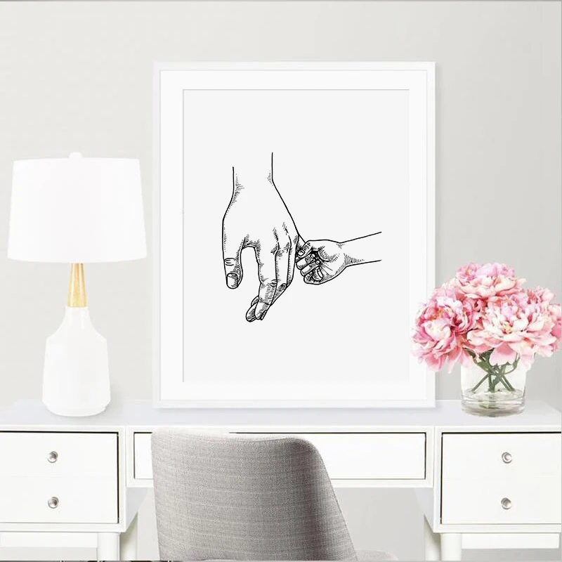 Постер рука в руке скандинавском стиле черно-белая Картина на холсте Современная