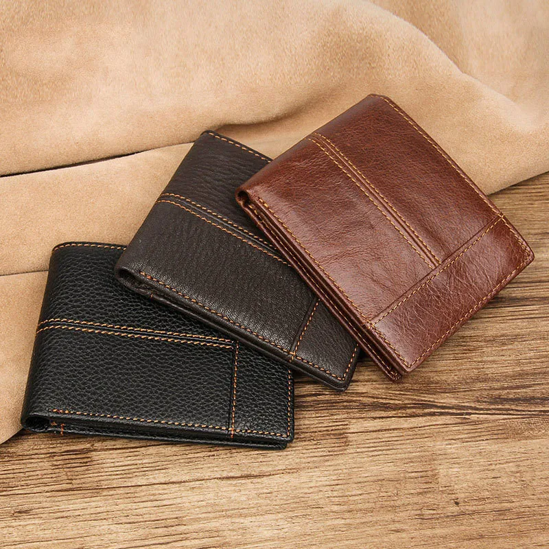 Cowhide Wallet Short Genuine Leather purse carteira masculina men wallets cartera hombre portfel monedero | Багаж и сумки