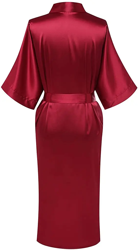 Халат-кимоно Женский Длинный атласный Шелковый Свадебный халатик для невесты и