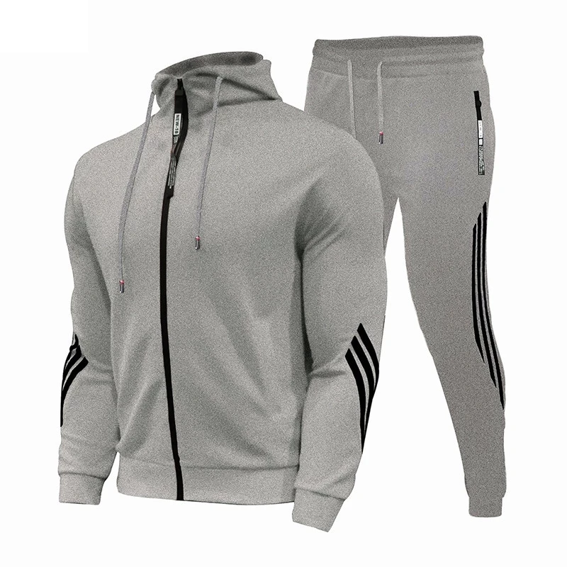 

New Solid Color Men's Autumn Winter Sets Zipper Hoodie+pants Two Pieces Casual Tracksuit Male Sportswear Brand Clothing Sweat