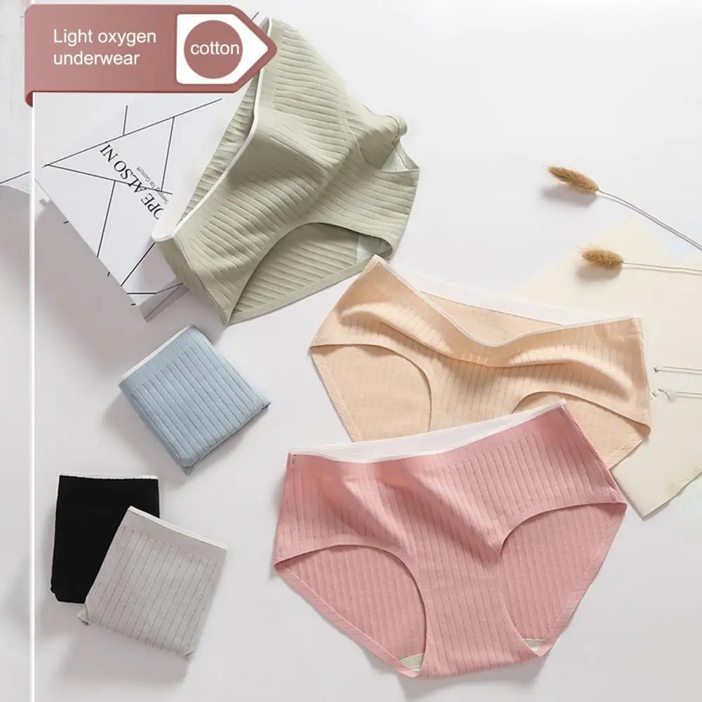 

Cotton Durable Fine Seaming Women Briefs Solid Color Underpants Washable for Man