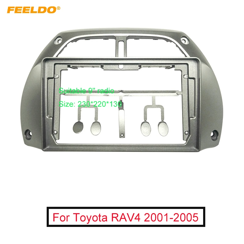

FEELDO Car 2Din Audio Face Plate Fascia Frame For Toyota RAV4 01-05 9" Big Screen Radio Stereo Panel Dash Mount Refitting Kit