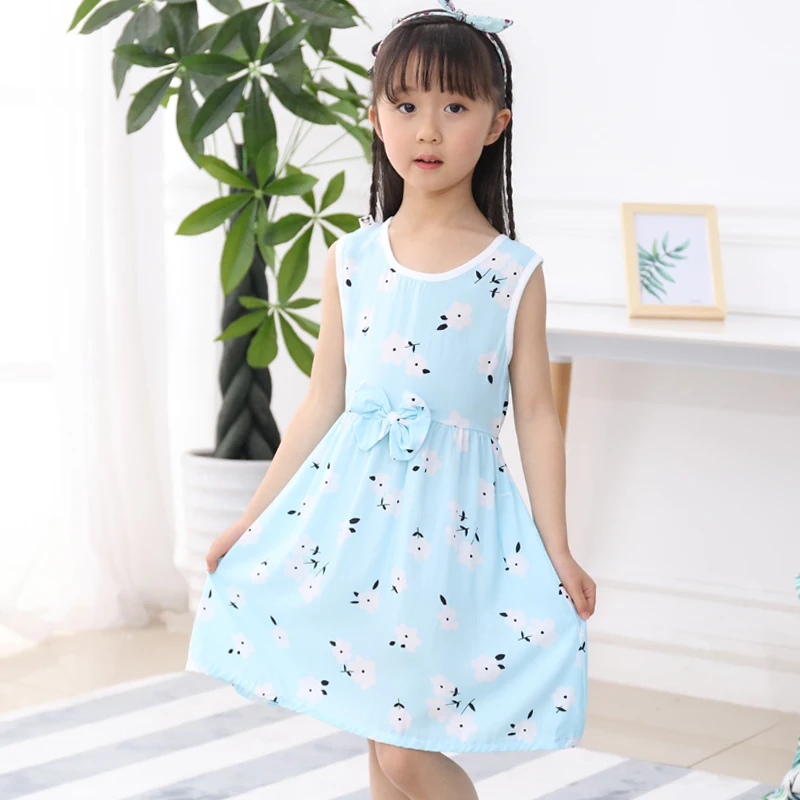 

Children's summer dress baby princess vest skirt little girl's dress cotton silk children's foreign style nightdress rayon