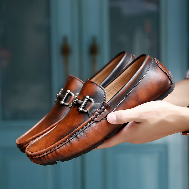 Genuine Leather Men Shoes Luxury Brand Italian Casual Mens Loafers Breathable Driving Slip on Moccasins 2020 New | Обувь