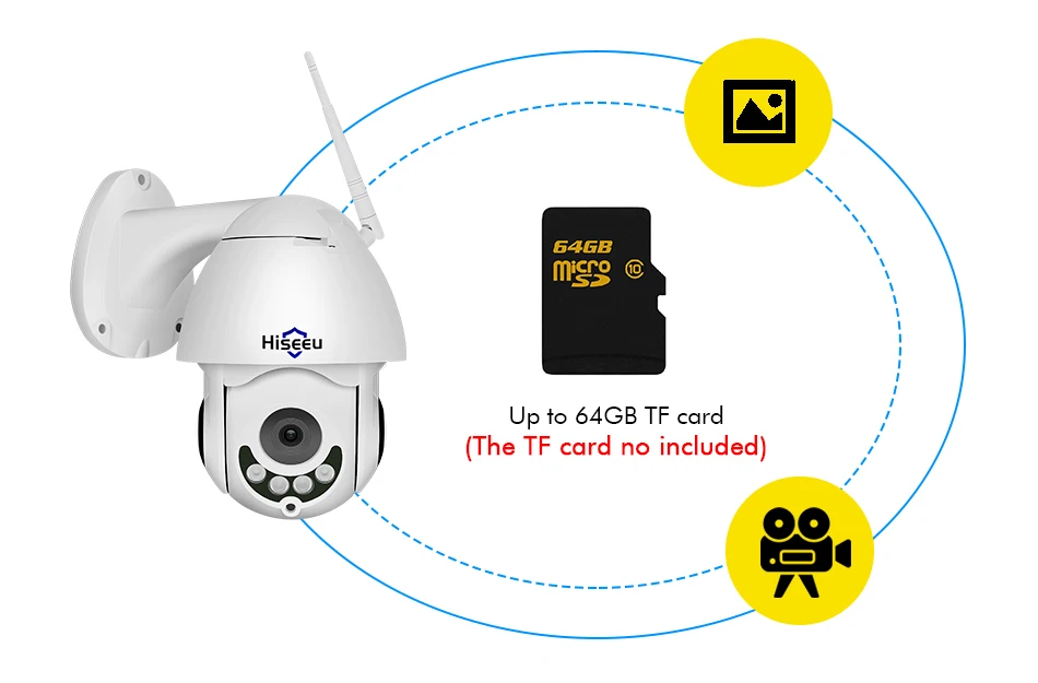 Hiseeu 1080P IP камера Wifi Водонепроницаемая мини PTZ скоростная купольная камера наружная 2MP IR Onvif CCTV камера видеонаблюдения P2P